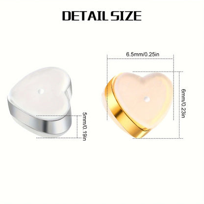 10/20/50Pcs Love Heart Soft Silicone Earring Backs Stoppers Copper Ring Ear Plugs For Jewelry Making DIY Earring Accessories