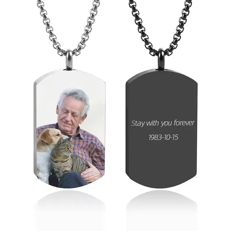 Personalized Photo Heart Urn Necklace for Ashes Cremation Urns Custom Picture Engraved Necklace Keepsake Text Memorial Jewelry