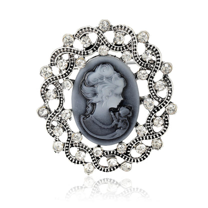 Beaut&Berry Vintage Beauty Head Brooches for Women Unisex Queen Face Pins Friends Party New Gifts Banquet Jewellery Accessories