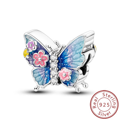 Hot 925 Sterling Silver Charm Beads Butterfly Dragonfly Firefly Charms Fit Original Bracelets DIY Jewelry For Women Gift