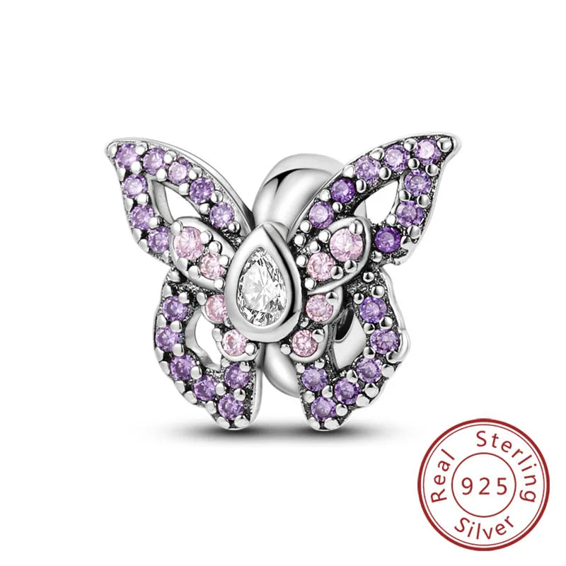 Hot 925 Sterling Silver Charm Beads Butterfly Dragonfly Firefly Charms Fit Original Bracelets DIY Jewelry For Women Gift