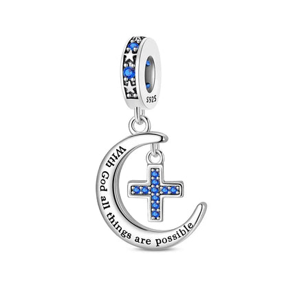 Original 925 Sterling Silver Charm Beads Classic Cross Bible Guardian Angel Charms Pendants For Bracelet DIY Birthday Jewelry