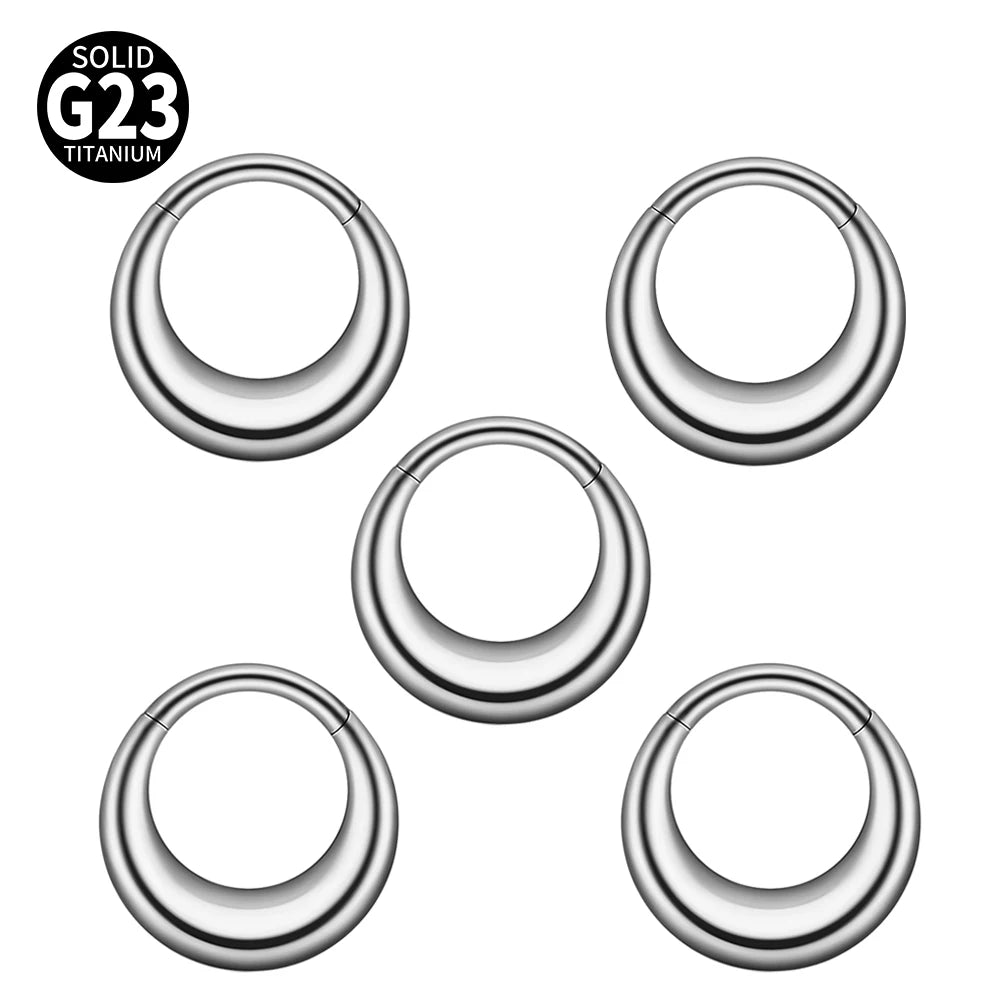 1/2/5PCS Punk Titanium Concave&Convex Crater Moon Septum Piercing Clicker Nose Rings 16G Segment Cartilage Daith Hoop Earring