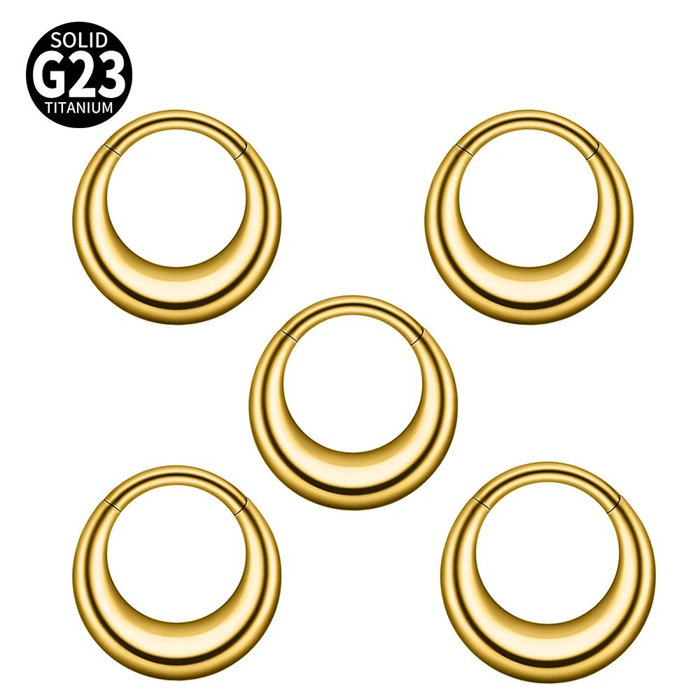 1/2/5PCS Punk Titanium Concave&Convex Crater Moon Septum Piercing Clicker Nose Rings 16G Segment Cartilage Daith Hoop Earring