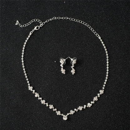 Wedding Bridal Jewelry Jewellery Silver Bridesmaid Crystal Necklace Earrings Set