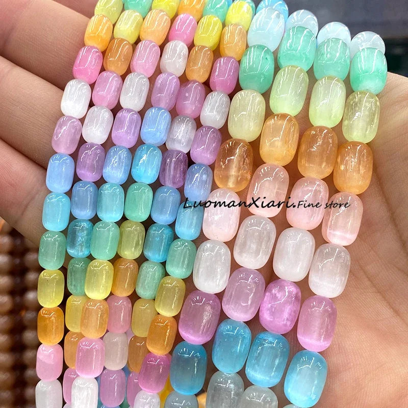 6x9MM Cylinder AA Smoky Quartz Natural Stone Loose Spacer Beads for Jewelry Making DIY Earrings Bracelets Charms Accessories