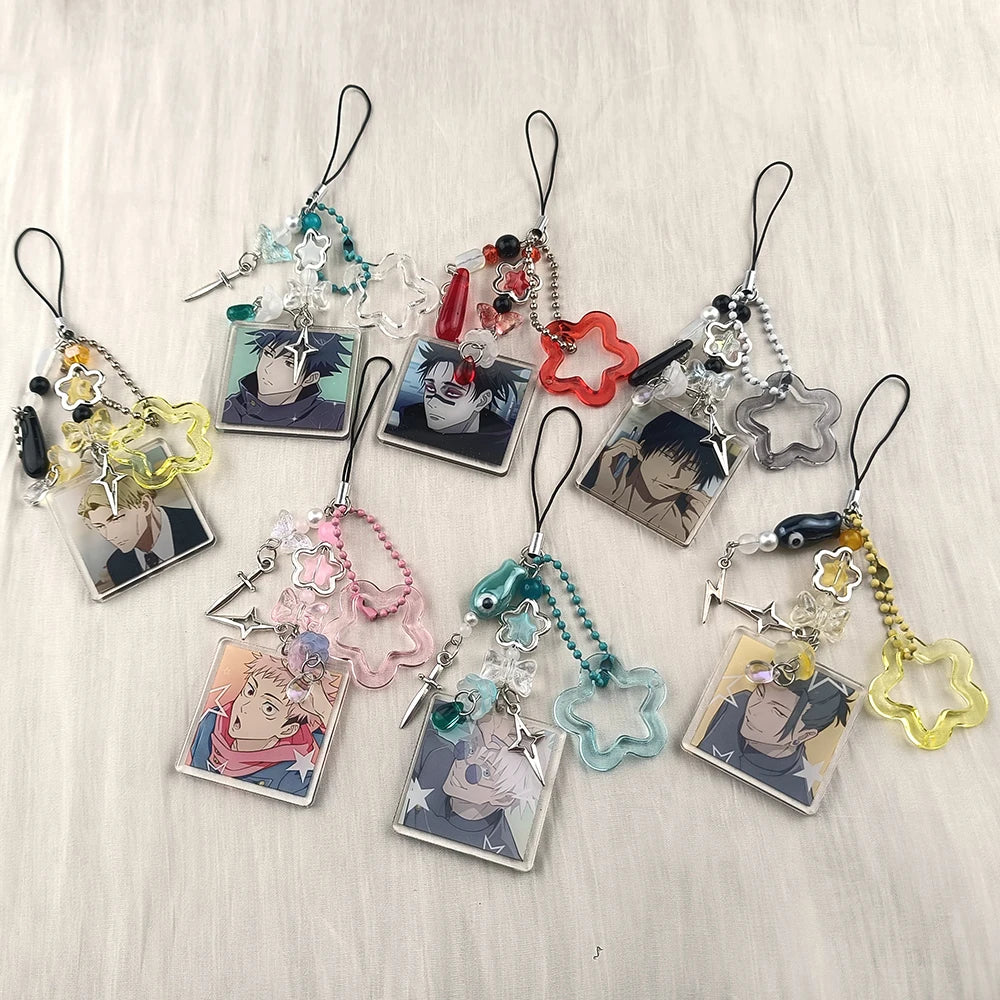 Anime Handmade Jujutsu Inspired Keychains Gojo Phone Bag Accessories Charm Party Gift For Boy and Girl Fans