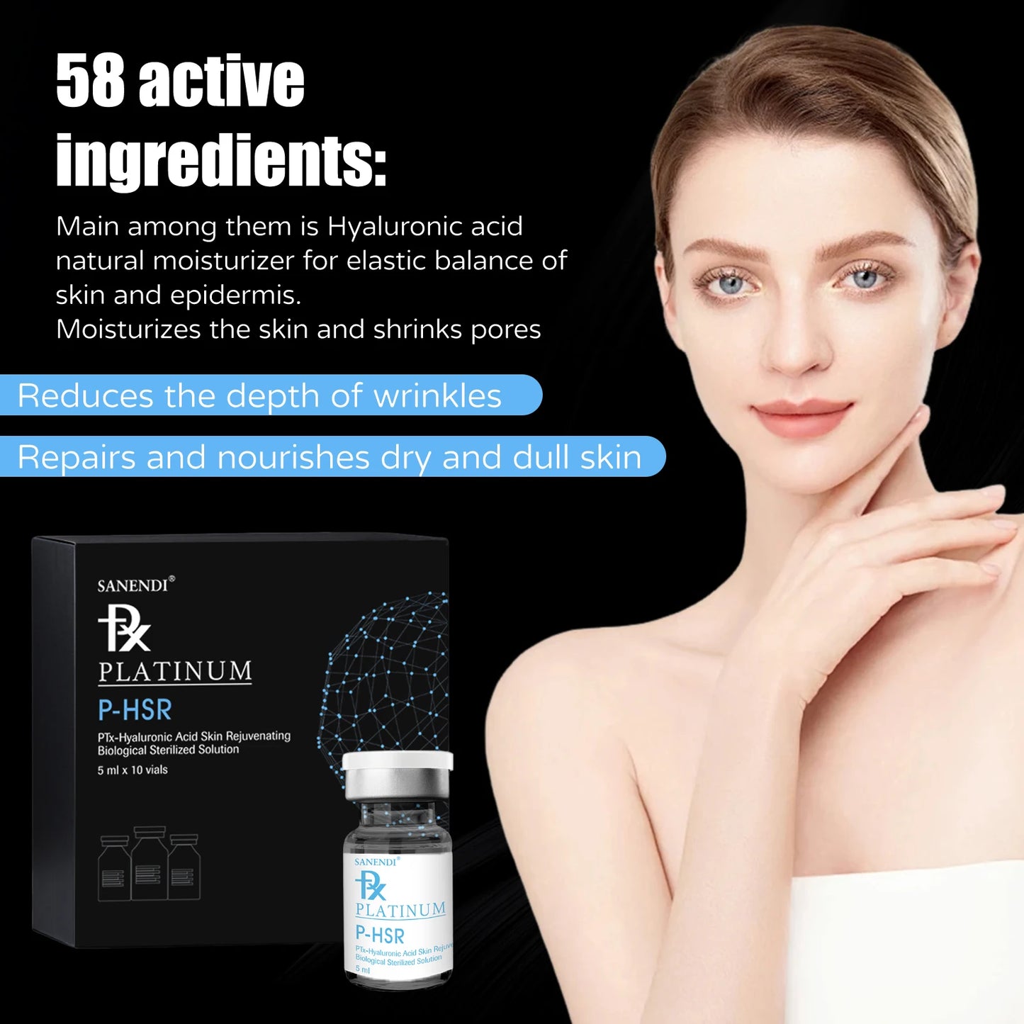 Korean Hyaluronic Acid Serum for Face Dermapen Anti-aging Moisturizing Skin Care Brighten Repair Essence 5MLx10Vials