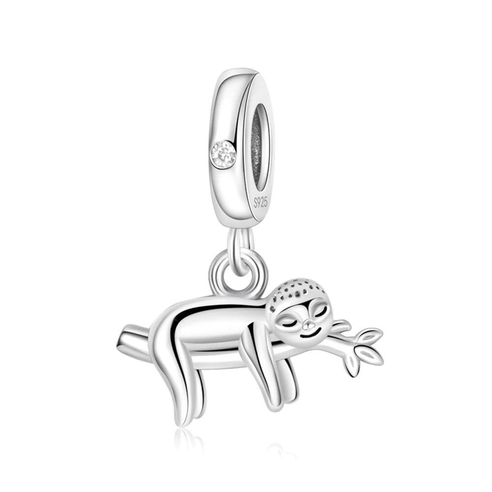 2025 New Silver Plated Elephant, Wombat, Kitten, Bear Dangle Charm Fit Pan Bracelet Bead DIY Women Cute Pet Serise Jewelry Gift