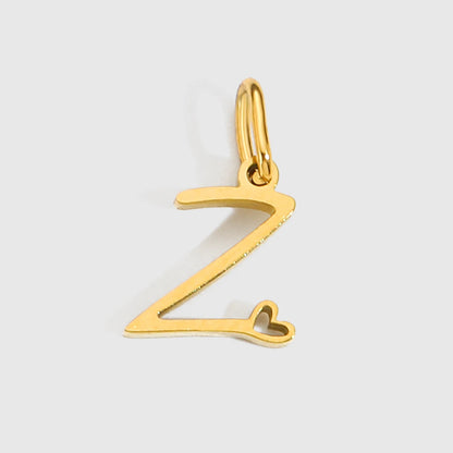 St-Delan Gold Plated Cursive Heart Initial Charms A-Z Script Alphabet Pendants for DIY Jewelry Making