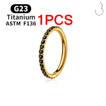 1/10PCS ASTM F136 Titanium Nose Ring 16/18G CZ Hinged Septum Clicker Hoop Tragus Daith Cartilage Helix Ear Piercing Body Jewelry