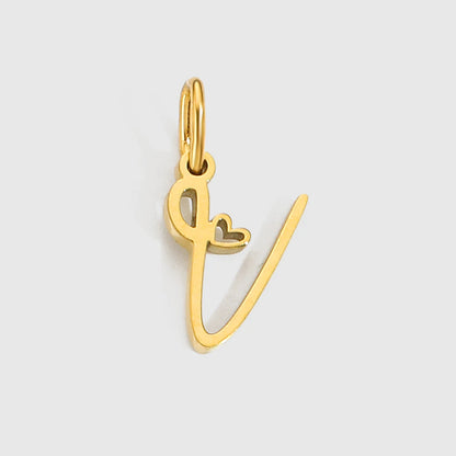 St-Delan Gold Plated Cursive Heart Initial Charms A-Z Script Alphabet Pendants for DIY Jewelry Making