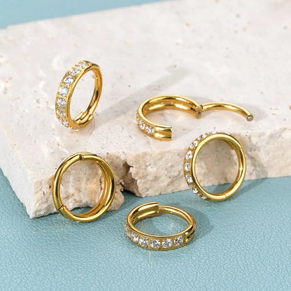 1/5PCS Titanium Nose Ring Clicker Ear Cartilage Tragus Helix Daith Round Earrings Hoops CZ 16G Hinged Segment Piercings Jewelry