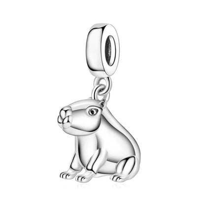 2025 New Silver Plated Elephant, Wombat, Kitten, Bear Dangle Charm Fit Pan Bracelet Bead DIY Women Cute Pet Serise Jewelry Gift